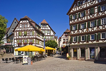 Half-timbered houses on the market square, Mosbach, Odenwald, Rhein-Neckar-Kreis district, Baden-Wuerttemberg, Germany, Europe