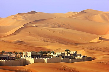 Anantara Qasr Al Sarab luxury desert hotel, built in the style of a kasbah, hotel resort, amidst huge sand dunes, near Liwa Oasis in the Empty Quarter Rub Al Khali sand desert, Abu Dhabi, United Arab Emirates, Middle East