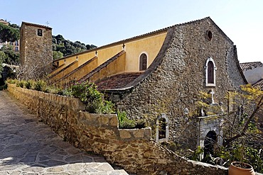 Old church of St.Trophyme, Bormes-les-Mimosas, Provence-Alpes-Cote d'Azur region, France, Europe