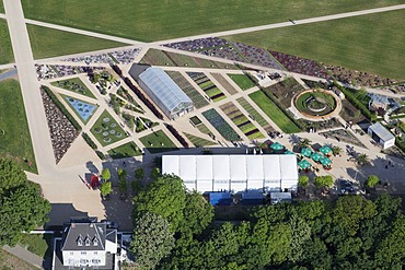 Aerial view, Bundesgartenschau, Federal Garden Show, BUGA 2011, themed gardens, Ehrenbreitstein Fortress, Koblenz, Rhineland-Palatinate, Germany, Europe