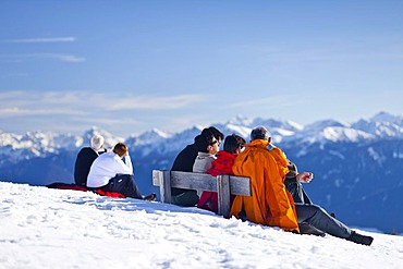 Rest on the Pertinger Oberalm alpine meadow, descending from Mt. Terner Joechl above Terenten, behind Pustertal valley, Tyrol, South Tyrol, Italy, Europe