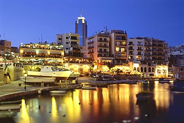 Port in the evening, St. Julian's, Malta, Europe