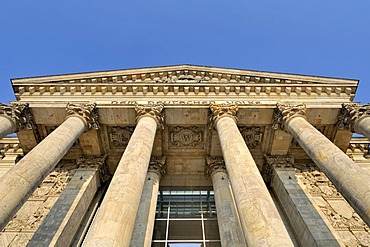 Columns at the main entrance of the Reichstag building, Berlin, Germany, Europe