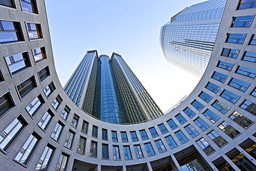 Forecourt of the Tower 185, Gallus Europaviertel district, Frankfurt am Main, Hesse, Germany, Europe