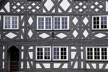 Old half-timbered facade from the 17th century, Kirchstrasse 9, Ettenheim, Baden-Wuerttemberg, Germany, Europe