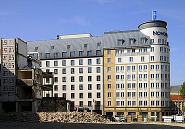 Novotel Hotel with a building site in front, Leipzig, Saxony, Germany, Europe