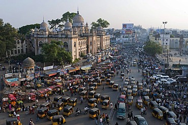 View from the Charminar on a busy road, Hyderabad, Andhra Pradesh, India, Asia