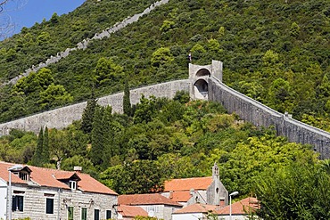 Defence walls on the mountain of Veliki Ston, Peljesac Peninsula, Dalmatia, Croatia, Europe