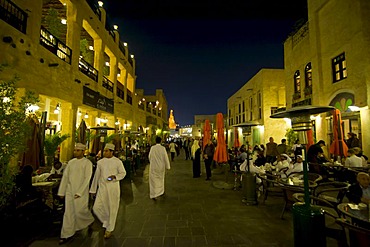 Visitors in the renovated bazaar Souq Waqif, Doha, Qatar, Arabian Peninsula, Middle East