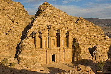 Ancient tomb carved in the rock, Ed Deir, Ad Deir, Petra, Jordan, Middle East, Asia