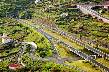 A motorway and a tunnel near Ribeira Brava, Madeira, Portugal, Europe