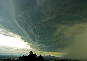 Clouds of a Thunderstorm, Stormy wind clouds over the Peissenberg hill, PŠhl, Bavaria, Germany, BRD, Europe,