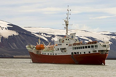 Antarctic Dream ship, Telephone Bay, Deception Island, South Shetland Islands, Antarctica