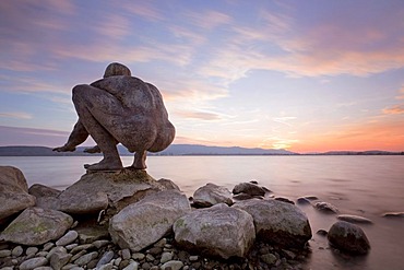 Sculpture, standing wave, El Nino, near Radolfzell on Lake Constance, Baden-Wuerttemberg, Germany, Europe