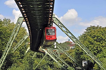 Elevated suspended monorail, Wuppertal, Bergisches Land region, North Rhine-Westphalia, Germany, Europe