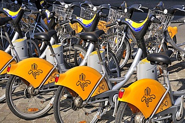 Villo rental bikes at the Midi train station, Brussels, Belgium, Europe