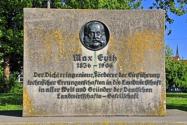 Max Eyth monument, Adlerbastei, this is where the "Tailor of Ulm" started his flight test, Ulm, Baden-Wuerttemberg, Germany, Europe