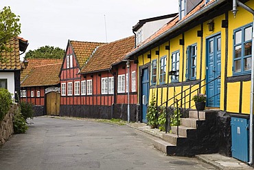 Timber-Timber-frame houses in Allinge-Sandvig, Bornholm, Denmark, Europe