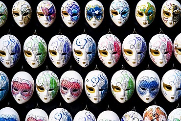 Ceramic carnival masks, Venice, Venezia, Veneto, Italy, Europe