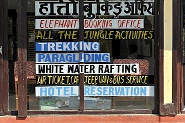 Elephant Booking Office, agency in the Chitwan National Park, Nepal, Asia