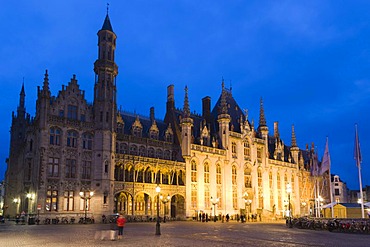 Provinciaal Hof, Provincial Court, Grote Markt market square, old town, UNESCO World Heritage Site, Bruges, Brugge, West Flanders, Flemish Region, Belgium, Europe