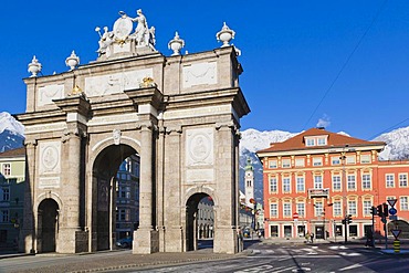 Triumphal Arch, Triumphpforte, Maria Theresien Strasse, Innsbruck, Tyrol, Austria, Europe