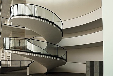 Stairwell in the Neuen Museum, built in 1999, Luitpoldstrasse 5, Nuernberg, Middle Franconia, Bavaria, Germany, Europe