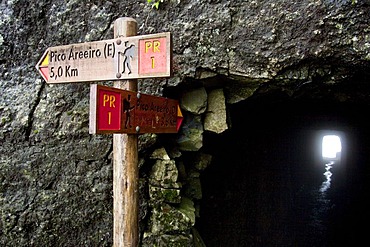 Tunnel on the trail from Pico do Arieiro to Pico Ruivo, Madeira, Portugal, Europe