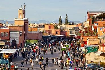 People in Djemaa El Fna square, medina or old town, UNESCO World Heritage Site, Marrakech, Morocco, Africa