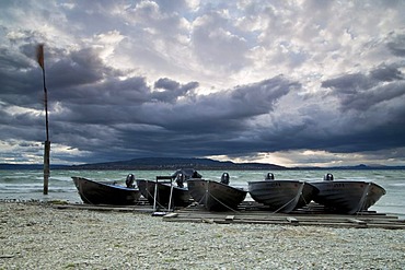 Fishing boats, Reichenau island, Lake Constance, Baden-Wuerttemberg, Germany, Europe