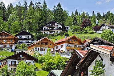 New buildings built in traditional style, Mittenwald, Bavaria, Germany, Europe