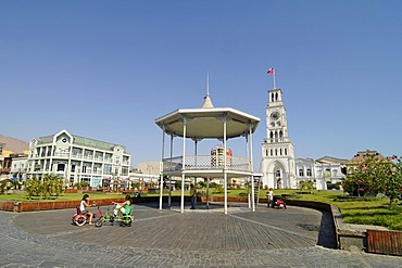 Pavilion, Clock Tower, national monument, Plaza Arturo Prat square, Iquique, Norte Grande, Northern Chile, Chile, South America