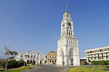 Theatre, Clock Tower, national monument, Plaza Arturo Prat square, Iquique, Norte Grande, Northern Chile, Chile, South America