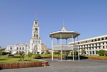 Pavilion, Clock Tower, national monument, Plaza Arturo Prat square, Iquique, Norte Grande, Northern Chile, Chile, South America