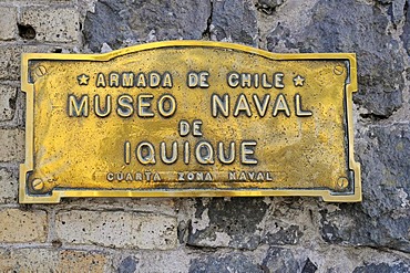 Sign, Museo Naval, Maritime Museum, historical museum, Armada, navy, marine museum, shipping, Iquique, Norte Grande region, Northern Chile, Chile, South America