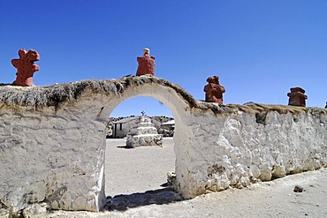 Church, built with Adobe construction methods, Parinacota, mountain village, Lauca National Park, Altiplano, Norte Grande, Northern Chile, Chile, South America