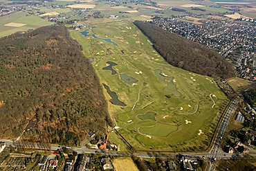 Aerial view, golf course, Kamper Berg, Kamp-Lintfort, Niederrhein region, North Rhine-Westphalia, Germany, Europe