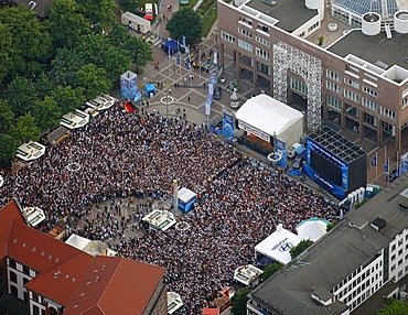 Aerial picture, public screening, Football World Cup 2010, the match Germany vs Australia 4-0, Friedensplatz square, Dortmund, Ruhr district, North Rhine-Westphalia, Germany, Europe