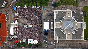 Aerial picture, public screening, Football World Cup 2010, the match Germany vs Australia 4-0, Friedensplatz square, Dortmund, Ruhr district, North Rhine-Westphalia, Germany, Europe