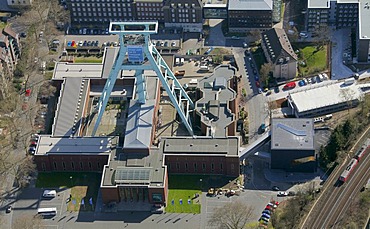 Aerial view, police headquarters and mining museum, Uhlandstrasse street 34, Bochum, Ruhr area, North Rhine-Westphalia, Germany, Europe