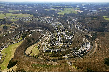 Aerial view, Wupper River, loop of the Wupper River, Ennepetal, Radevormwald, Ruhr area, North Rhine-Westphalia, Germany, Europe