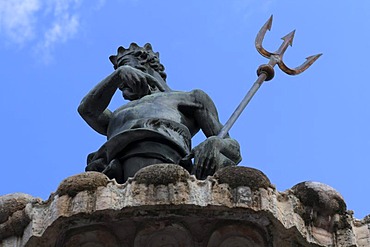 Detail, Neptune fountain, Piazza del Duomo cathedral square, Trento, Trentino-Alto Adige, Italy, Europe