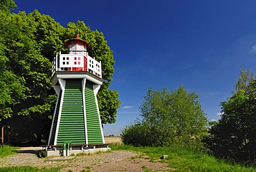 Lighthouse on Bunthaeuser Spitze in Wilhelmsburg, Hamburg, Germany, Europe