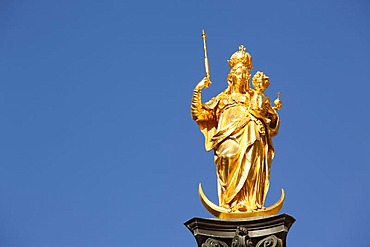 Mariensaeule column, Marienplatz square, Munich, Bavaria, Germany, Europe