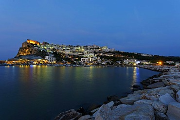 Peschici, by night, province of Foggia, Apulia, Puglia, Gargano, Adria, Italy, Europe