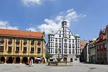 City Hall from 1488, market square, Memmingen, Bavarian Swabia, Bavaria, Germany, Europe