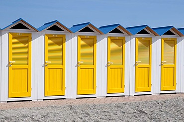 Beach shed, bathing huts, Albenga, Riviera, Liguria, Italy, Europe