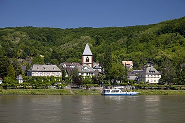 Rhine promenade, Erpel am Rhein, Rhineland, Rhineland-Palatinate, Germany, Europe