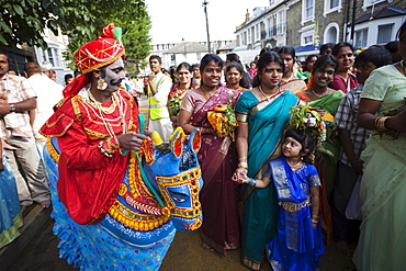 Chariot Festival participants, Shri Kanaga Thurkkai Amman Temple, Ealing, London, England, United Kingdom, Europe