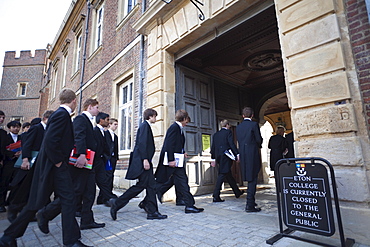 Students entering Eton College, Eton, Berkshire, England, United Kingdom, Europe